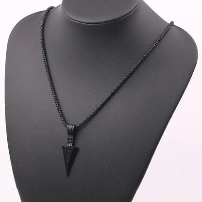 Men Black Long Necklace for Men Women with Arrow Pendant Jewelry Chain Hip Hop Punk Rock Christmas Halloween Gift