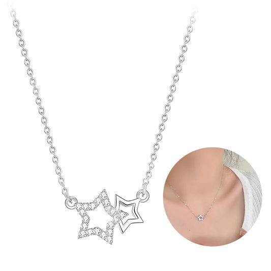 Y2K Girls Charms Necklace Silver Color Alloy Star Designs Clavicle Chain Trendy Minimalist Choker Neck Jewelry for Women