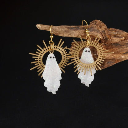 Gothic Sun & Star Ghost Halloween Resin Earrings Punk Women Gift