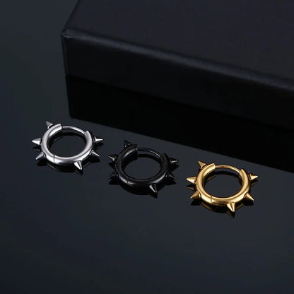 Gothic Rock Hiphop Spike Hoop Earrings Stainless Steel Unisex