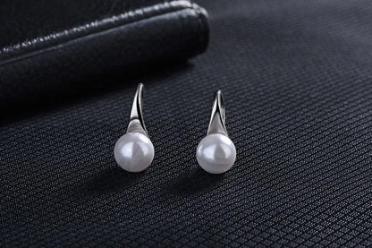 Elegant Freshwater Pearl Earrings – 925 Sterling Silver Needle Round Pearl Studs for Women, Classic Jewelry Gift