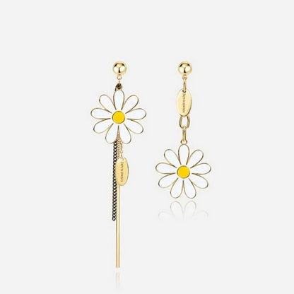 Fashion Floral Daisy Drop Earrings Women Asymmetric Summer Jewelry