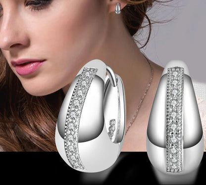 Real 925 Sterling Silver 18mm Small Hoop Earrings For Women Wedding Jewelry Gift