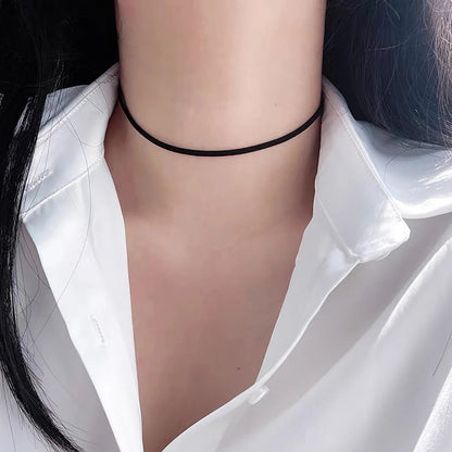 Dark Punk Black PU Choker Necklace Women Collarbone Chain