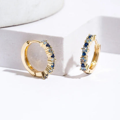 Luxury Colorful Zircon Hoop Earrings Women Stainless Steel Jewelry