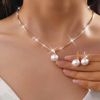 Elegant Necklace and Pendant Set with Imitation Pearl Earrings Vintage Jewelry Perfect Gift for Valentine's Day, Mother's Day