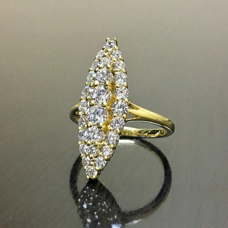 Huitan Marquise Gold Wedding Ring Engagement Jewelry for Women
