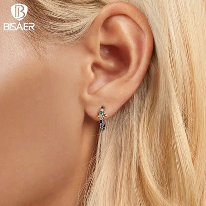 925 Sterling Silver Rainbow Star Hoop Earrings for Women