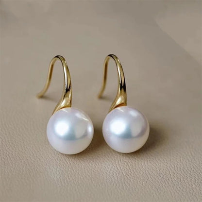 French Vintage Pearl Earrings for Women Round Imitation Jewelry
