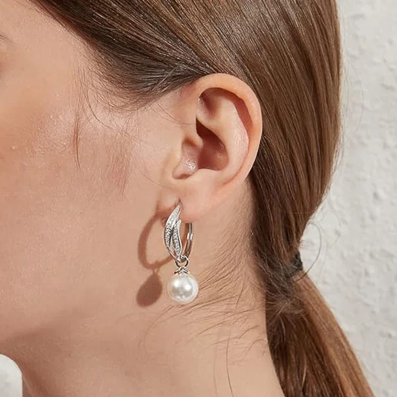 Elegant Simulated Pearl Hanging Earrings Bridal Dangle Jewelry