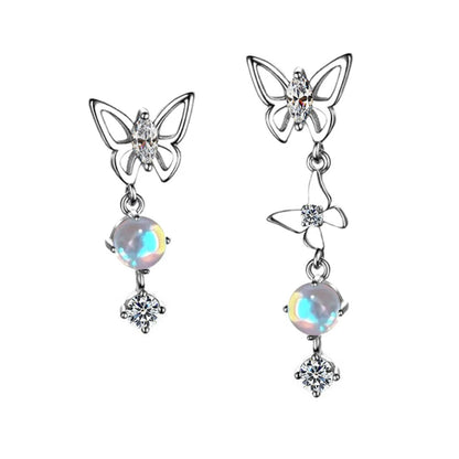 Butterfly Crystal Stud Earrings 925 Silver Jewelry Gift for Women