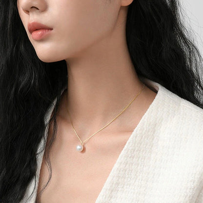 Simple Elegant Round Imitation Pearl Pendant Necklace for Women Silver Color/Gold Color Daily Wear Wedding Trendy Jewelry