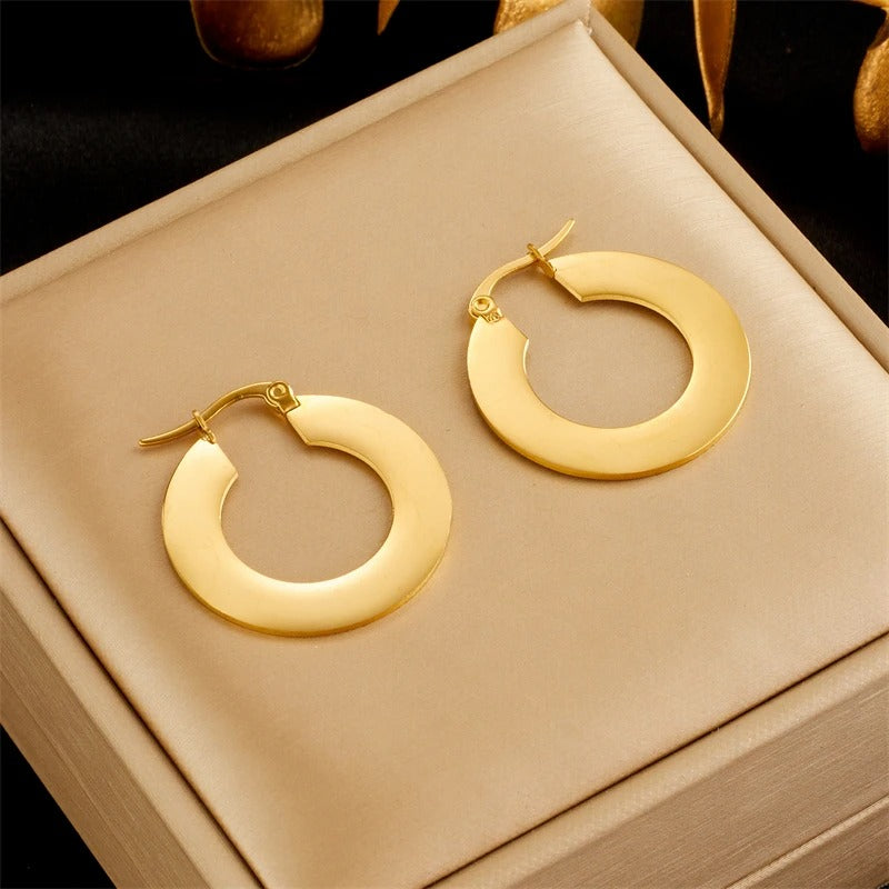 Stainless Steel Gold Hoop Earrings Non-Fading Women Jewelry