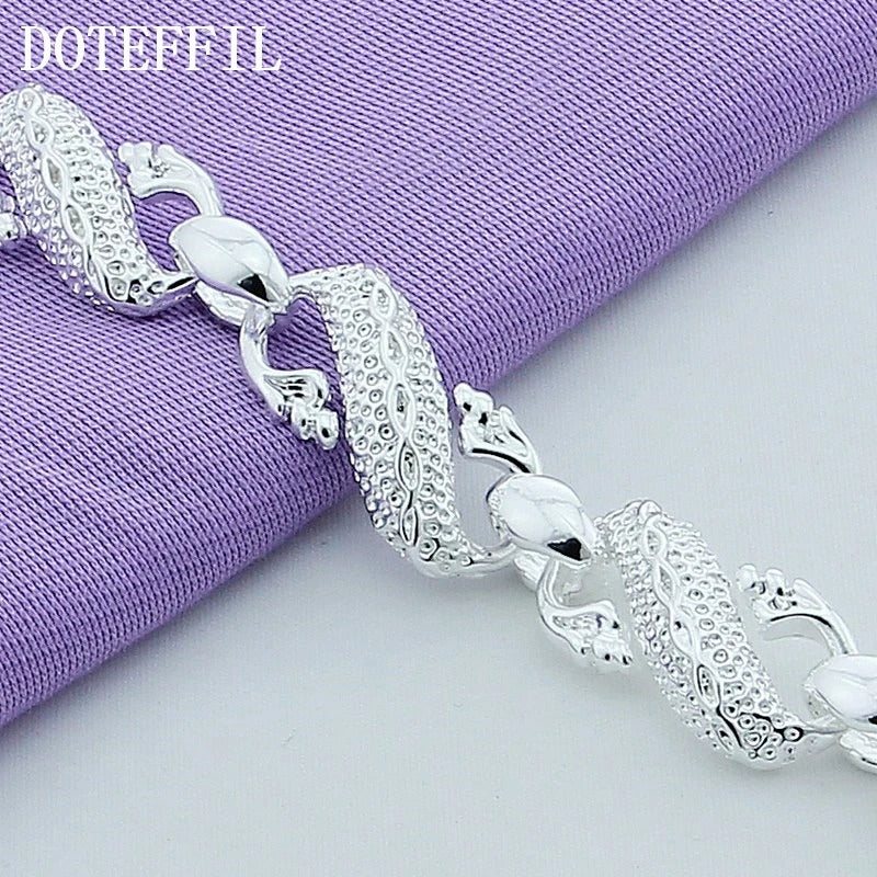Sterling Silver Dragon Cuff Bracelet Women Wedding Party Jewelry