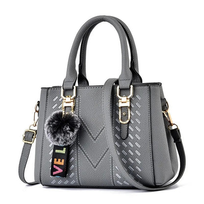 Women’s Fashion Shoulder Bag with Hairball Pendant