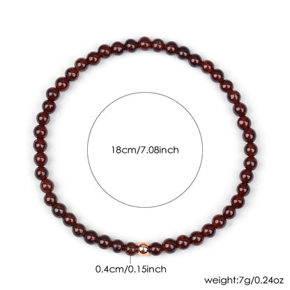 Natural Garnet 4mm Beaded Elastic Bracelet Unisex Daily Jewelry