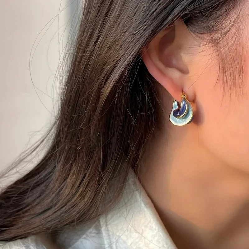 Enamel Small Hoop Earrings Gold Plated Women’s Statement Jewelry