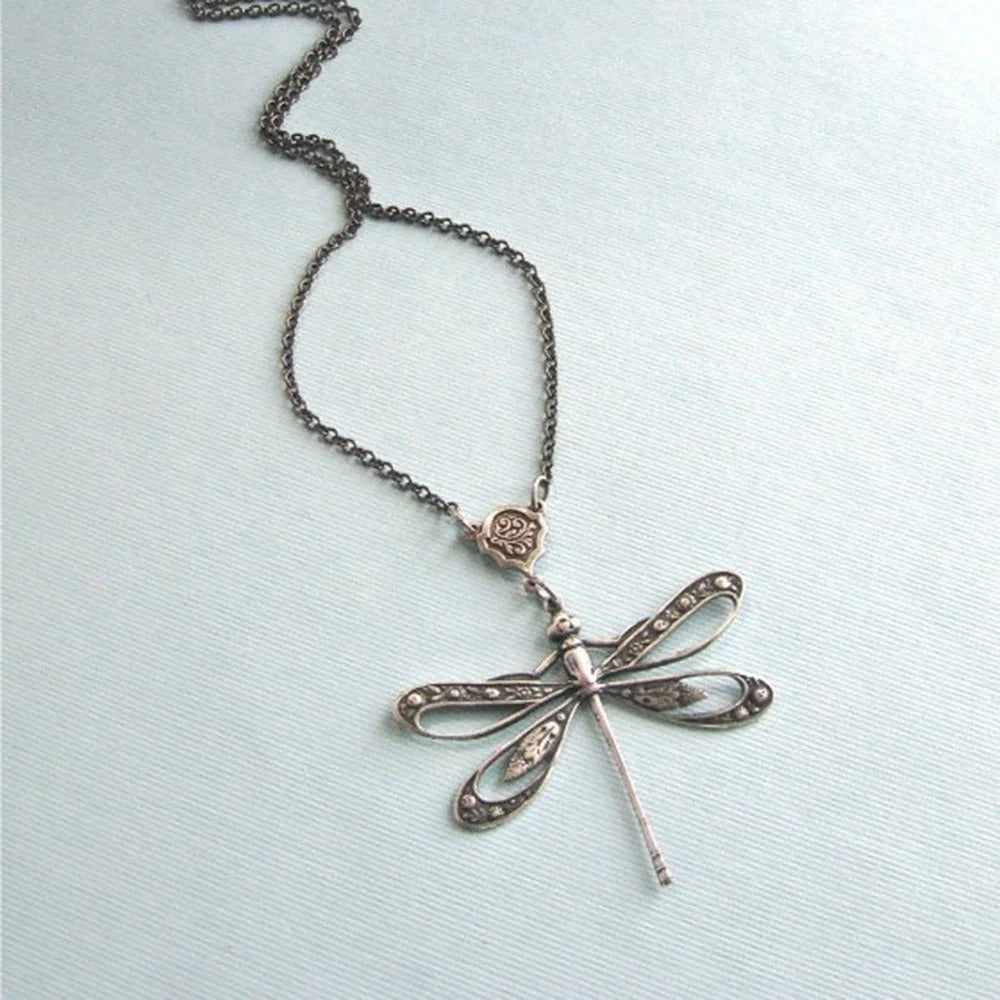 Dragonfly Hollow Pendant Necklace for Women