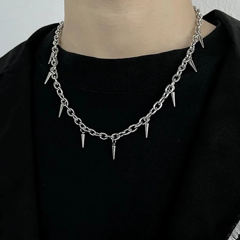 Hip Hop Rivet Pendant Necklace Stainless Steel Unisex Jewelry
