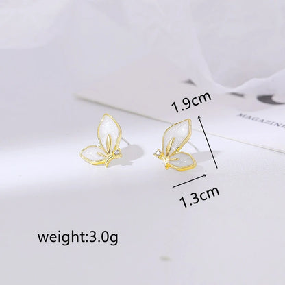 Women’s Fashion Butterfly Earrings Personality Golden Crystal Studs