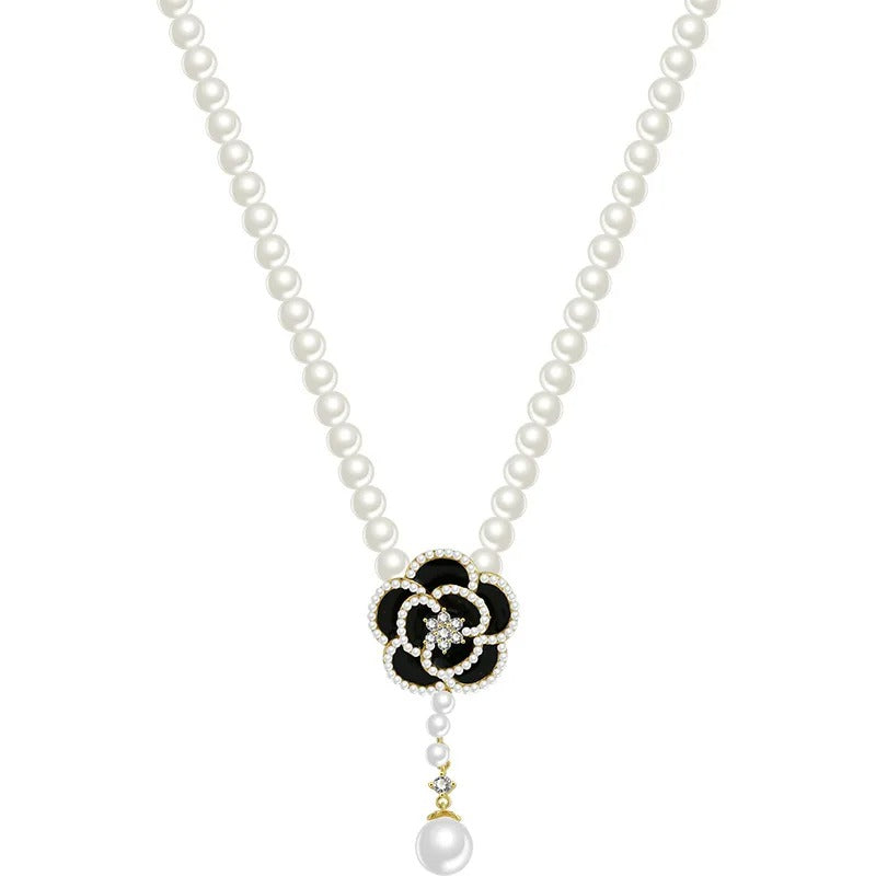 Luxury Pearl Camellia Necklace Women Summer Fashion Jewelry