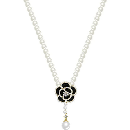 Luxury Pearl Camellia Necklace Women Summer Fashion Jewelry