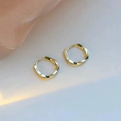Simple Inlaid Round Stud Earrings Women Sterling Silver Gift