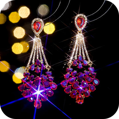 Luxury Glazed Rhinestone Dangle Earrings Women Colorful Crystal