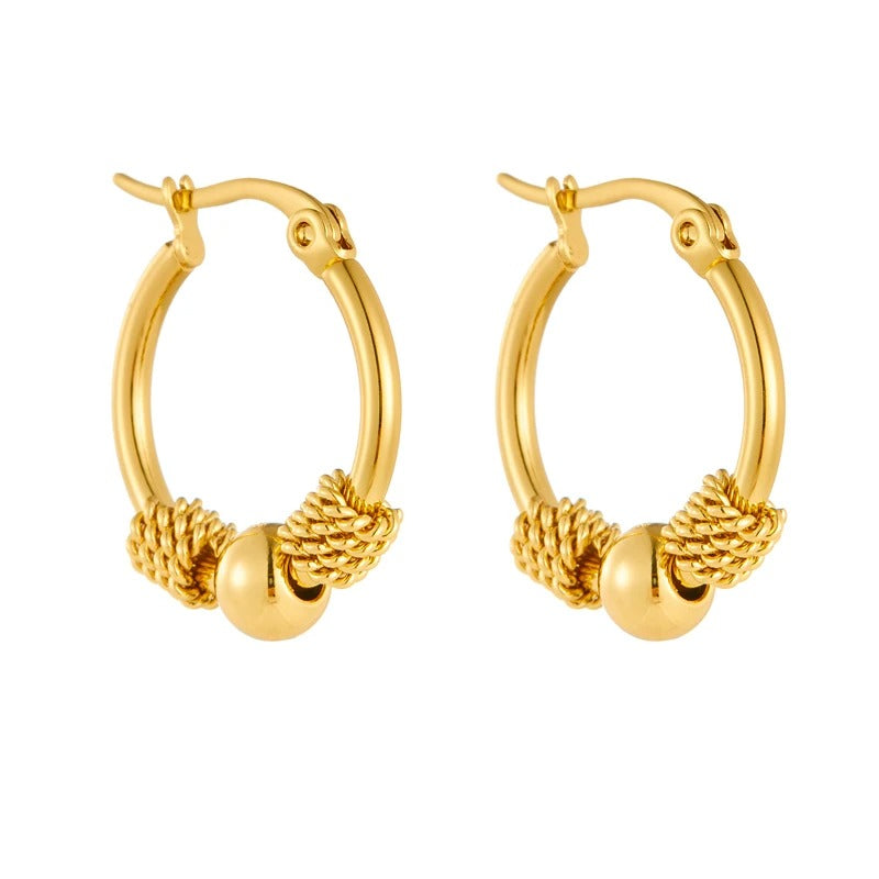 Stainless Steel Golden Hollow Woven Circular Shape Earrings For Women Fashion 2025 New Ear Jewelry Lady Gift Party