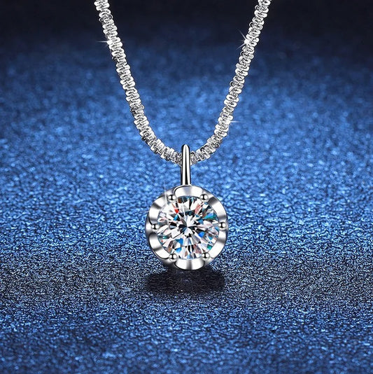 Andara Luxury 925 Sterling Silver Zircon Pendant Necklace Italian Fashion Jewelry for Women