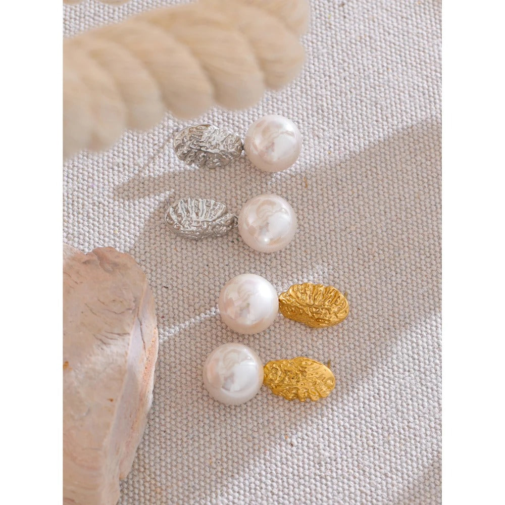 Simulated Pearl Round Drop Earrings Women Korean Style Jewelry
