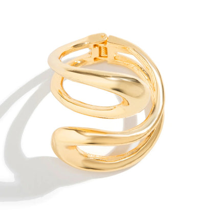 Gold Geometric Twisted Open Bangle Women’s Punk Metal Cuff Bracelet