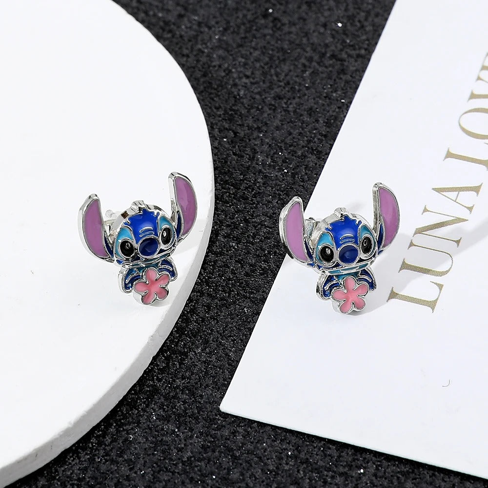 1 Pair Cartoon Stitch Earrings Cute Delicate Jewelry for Girls