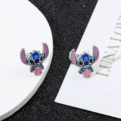 1 Pair Cartoon Stitch Earrings Cute Delicate Jewelry for Girls