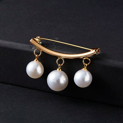 Elegant Fashion Pearls Brooch Pins For Women Fixed Straps Charm Safe Pin Brooches Clothing Clip Badge Dress Buckle Diy Jewelry