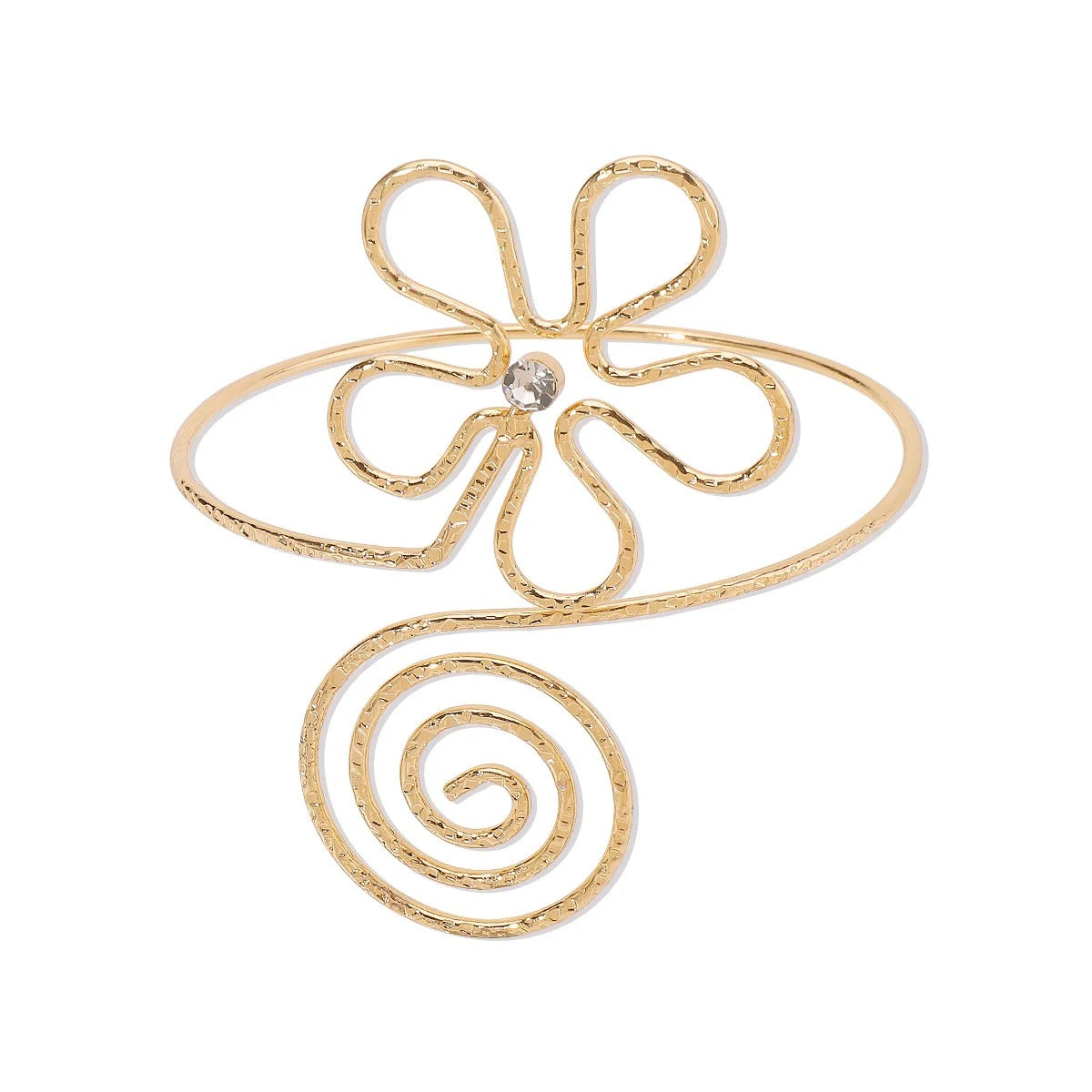Punk Metal Leaves Flower Upper Arm Bracelets Bangles for Women Girls Cuff Bangle Adjustable Armlets Hand Jewelry