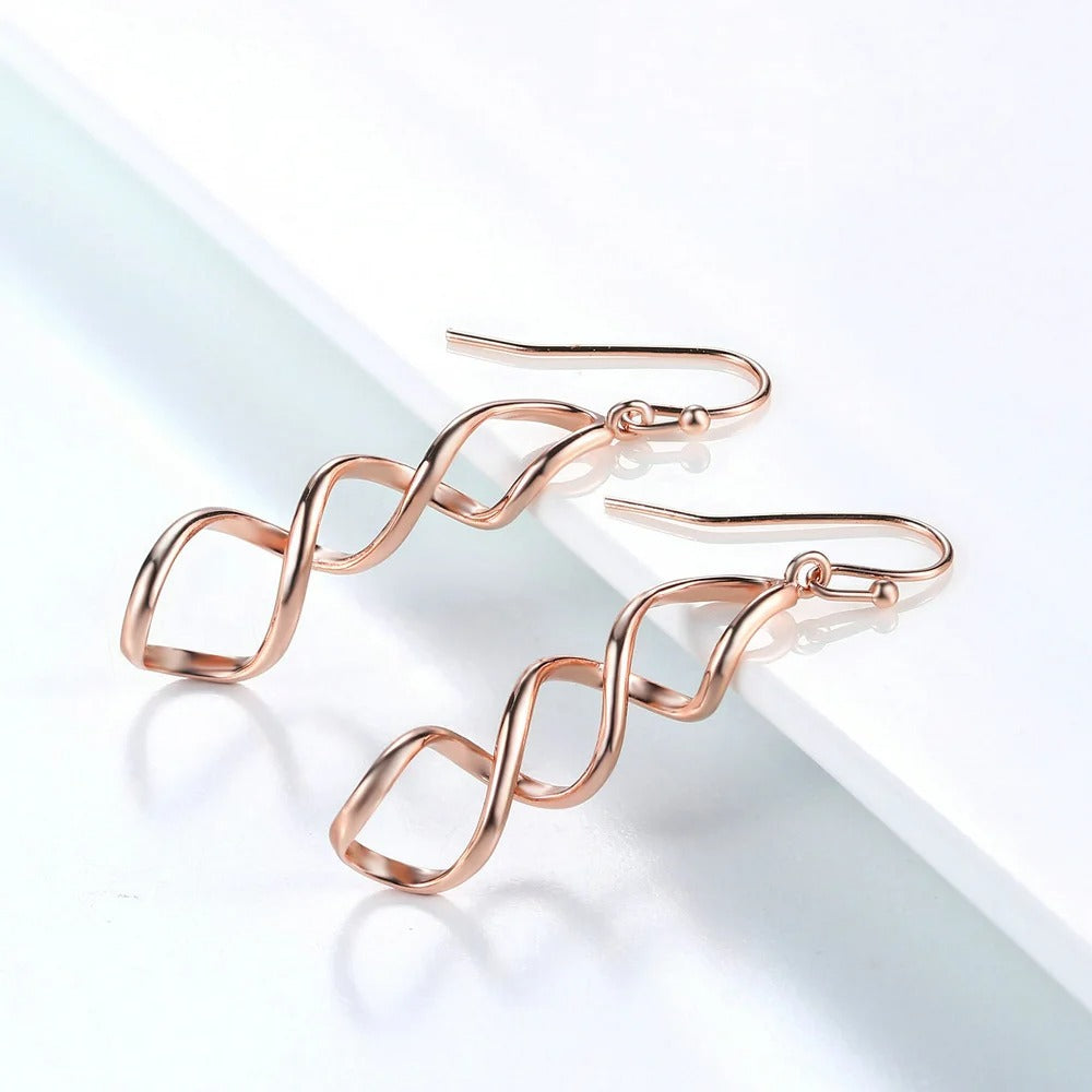 Double Loop Dangle Earrings Women Long Wave Drop Jewelry