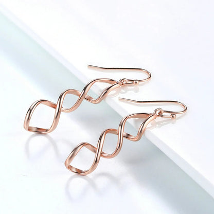 Double Loop Dangle Earrings Women Long Wave Drop Jewelry