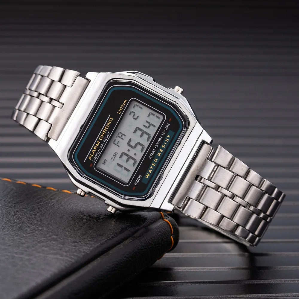 Elegant Women’s Digital Watch Gold & Silver Stainless Steel