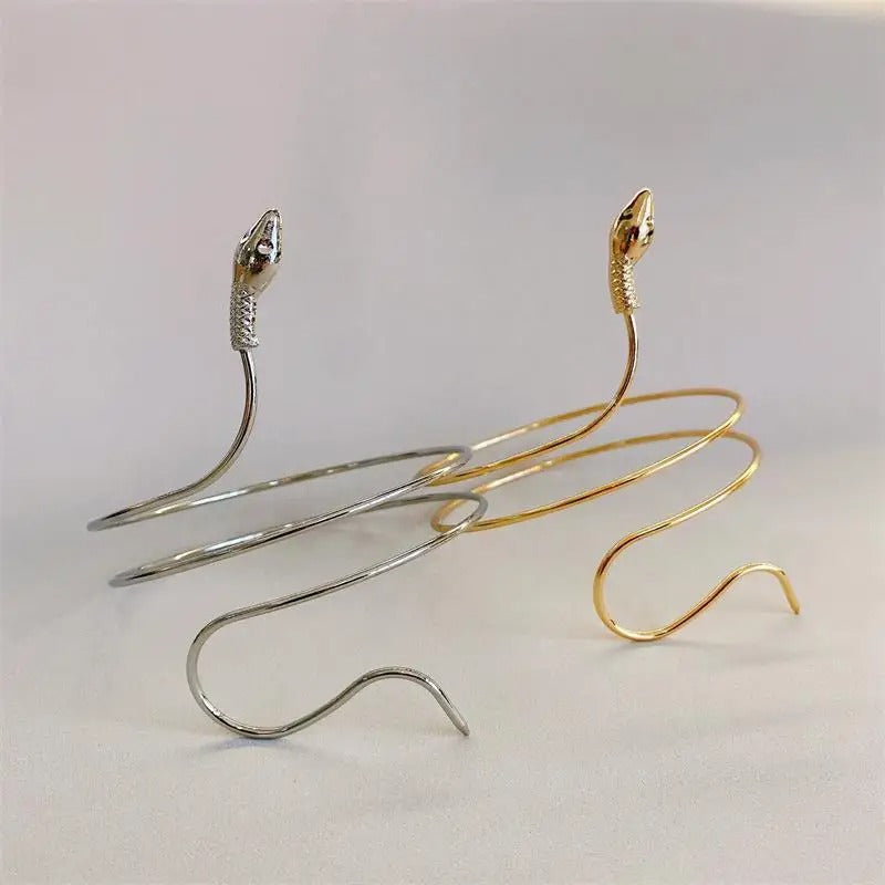 2025 Punk Coiled Snake Spiral Upper Arm Cuff Armlet Armband Bangle Women Jewelry Egypt Swirl Snake Arm Cuff Armlet Bracelet