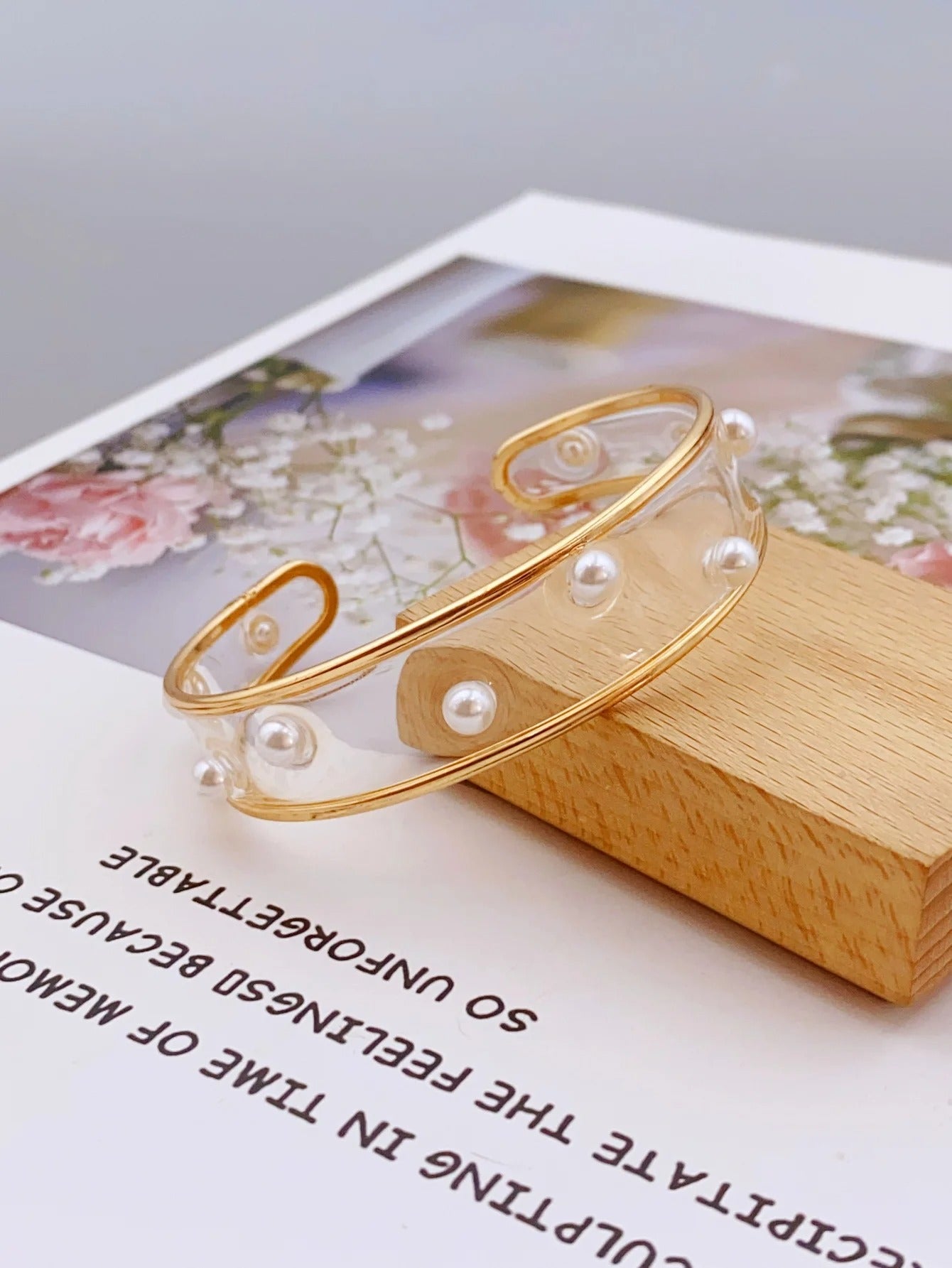 Handmade Resin Bracelet with Real Dried Flowers Women Jewelry