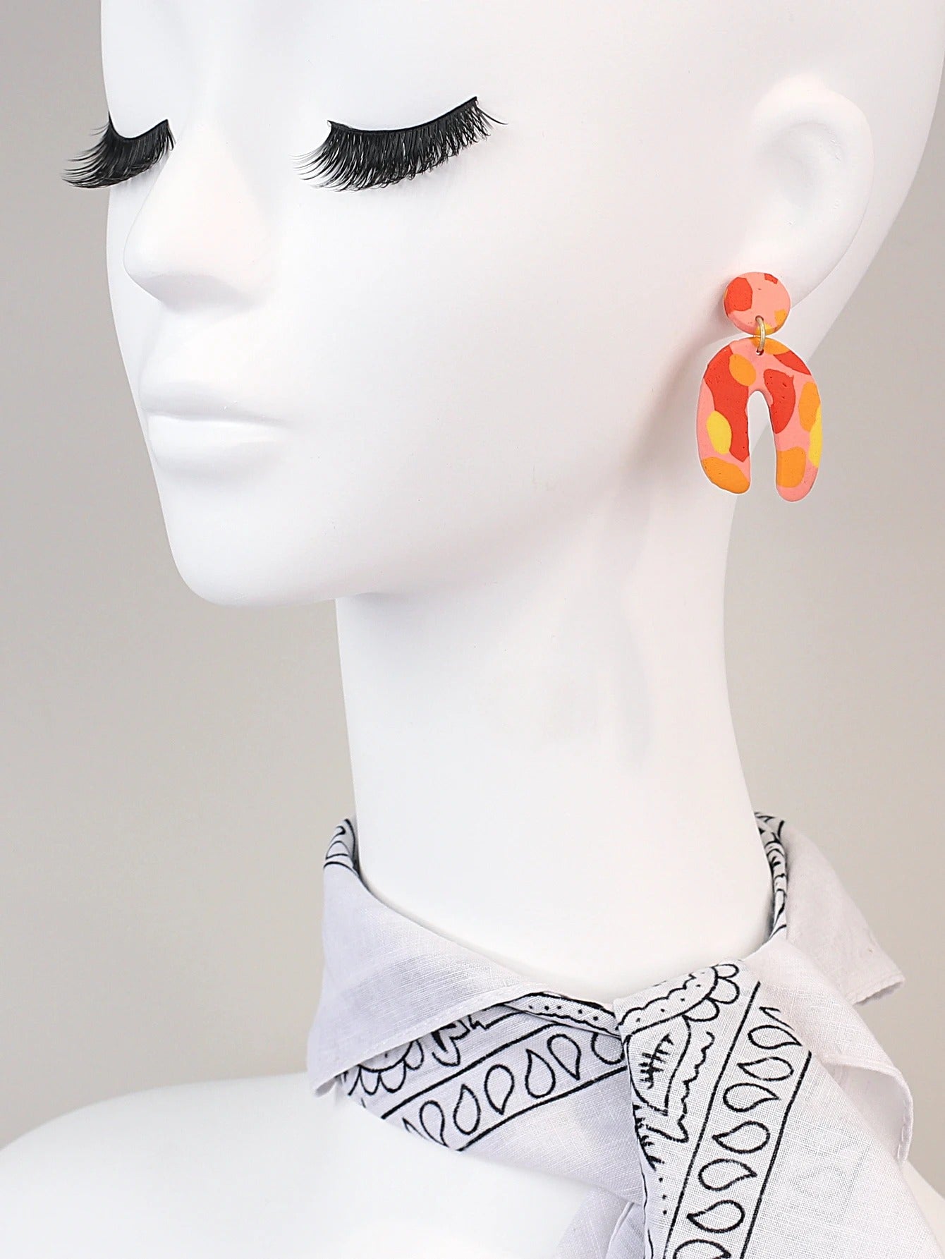 Colorful Arched Polymer Clay Drop Earrings Handmade Women