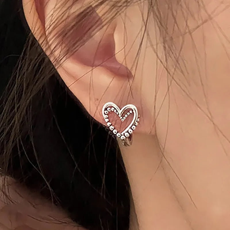 Women’s Fashion LOVE Heart Earrings Hollow Geometric Party Jewelry
