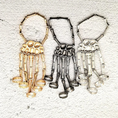 Punk Skull Skeleton Finger Bracelet Gothic Jewelry Halloween Party