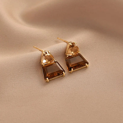 Crystal Drop Earrings for Women Vintage Korean Wedding Party Jewelry