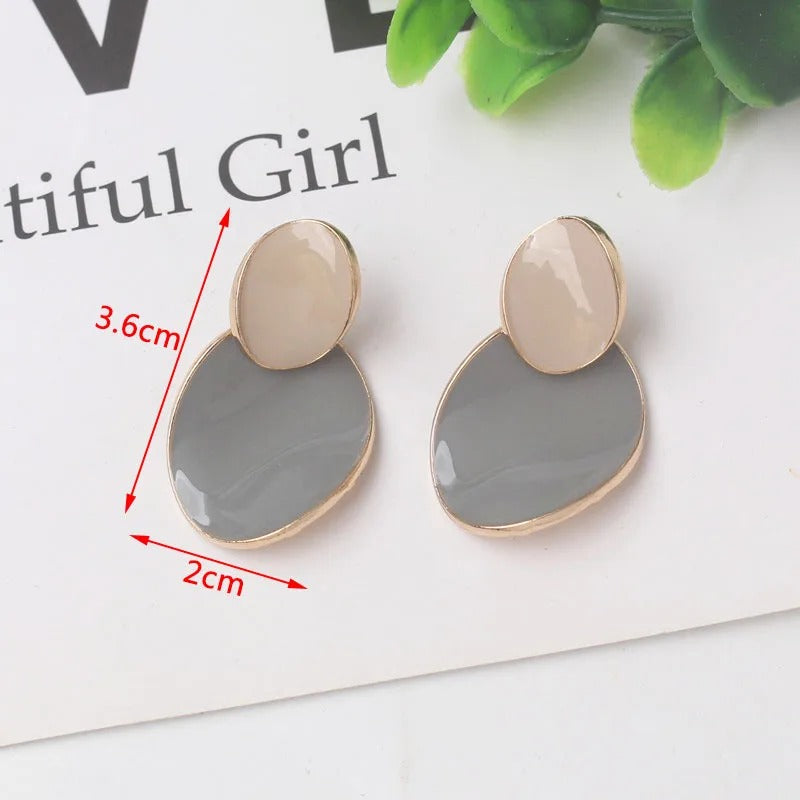 New Big Gray Crystal Geometric Dangle Earrings Women