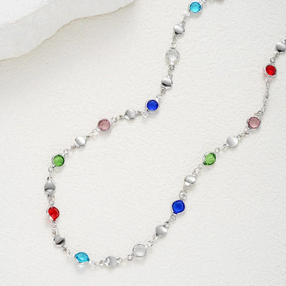 Trendy Silver Y-Shaped Necklace with Colorful Zircon for Women