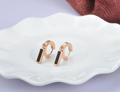 Rose Gold Titanium Steel Hoop Earrings for Women Fashion Accessories