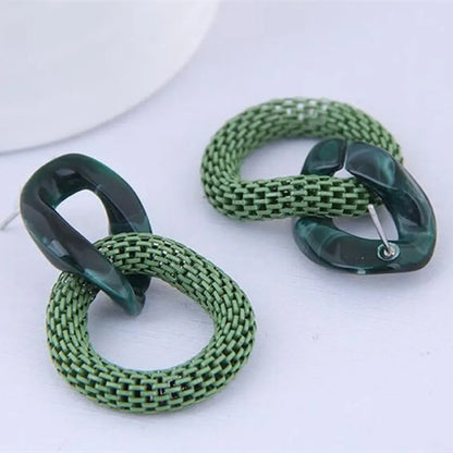 European Acrylic Chain Dangle Earrings Women Big Circle Jewelry