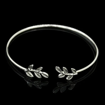 Gold Color Leaves Cuff Bangles for Women Fashion Open Bangle Open Cuff Bracelet Jewelry